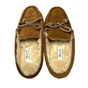 Madewell Suede Moccasin Scuff Slippers Brown Leather Upper Women's Size 5 NWOT